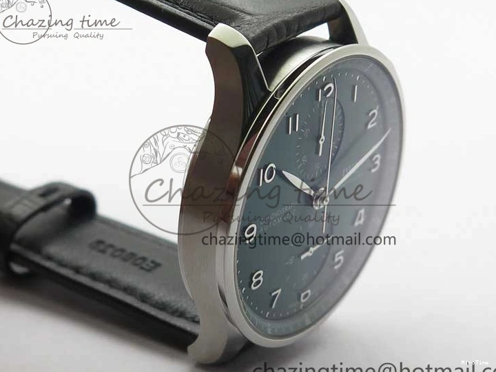 MIROTIME 0410 Elegant Portuguese IW371615 ZF 1:1 Best Edition SS Green Dial on Black Leather Strap A96355 V 7081